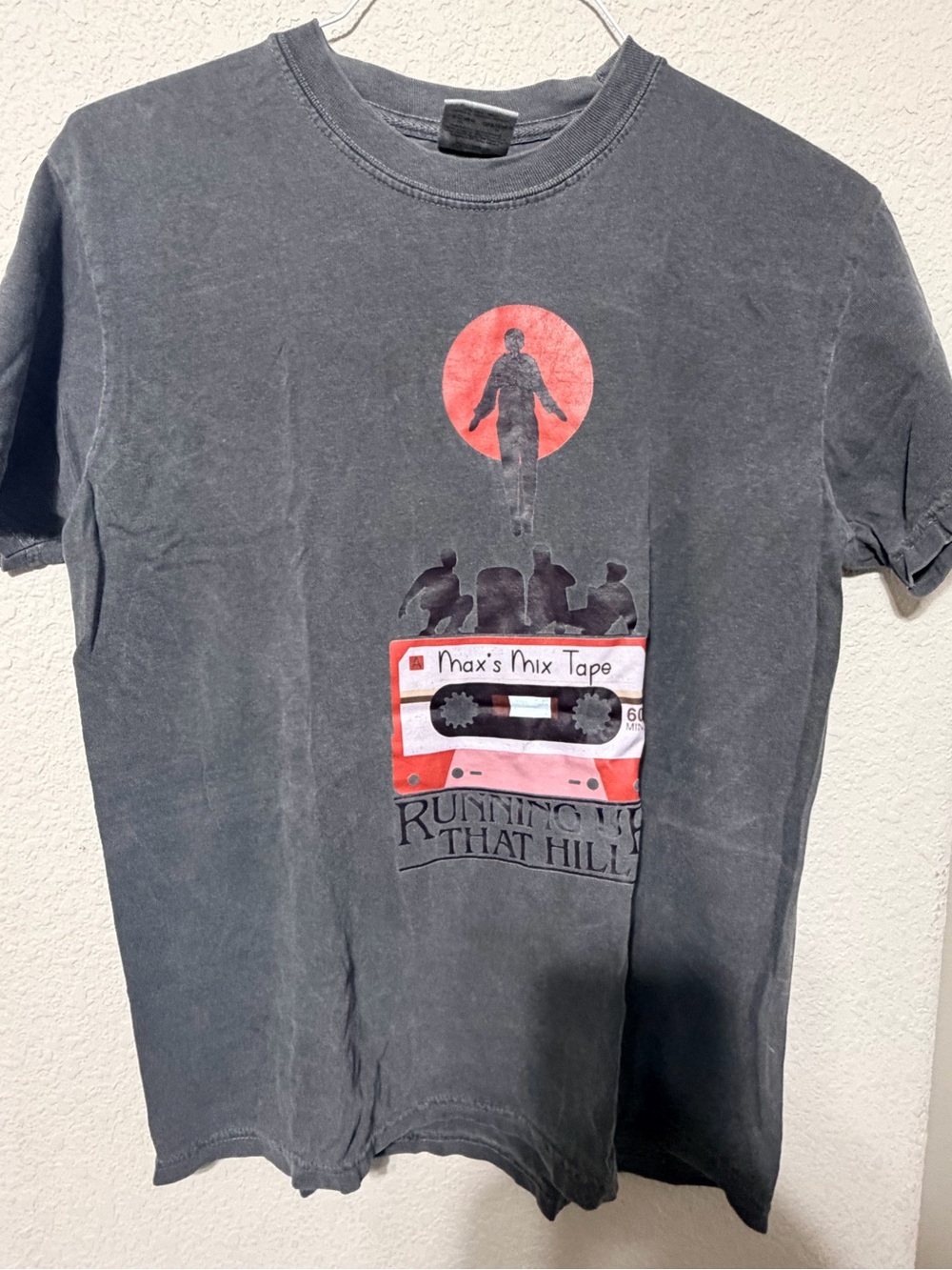 Max's Mix Tape Graphic Tee —  Dark Gray with Red Accent